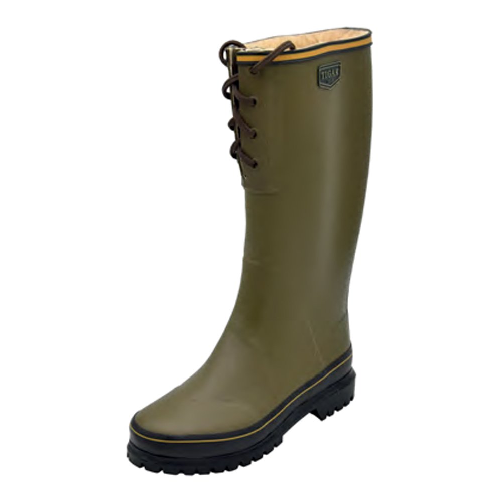 Tigar Γαλότσες Κυνηγιού Ελαστικές Με Γούνα Γονάτου Φυσικό Καουτσούκ Αυτοκαθαριζόμενα Πέλματα Λαδί